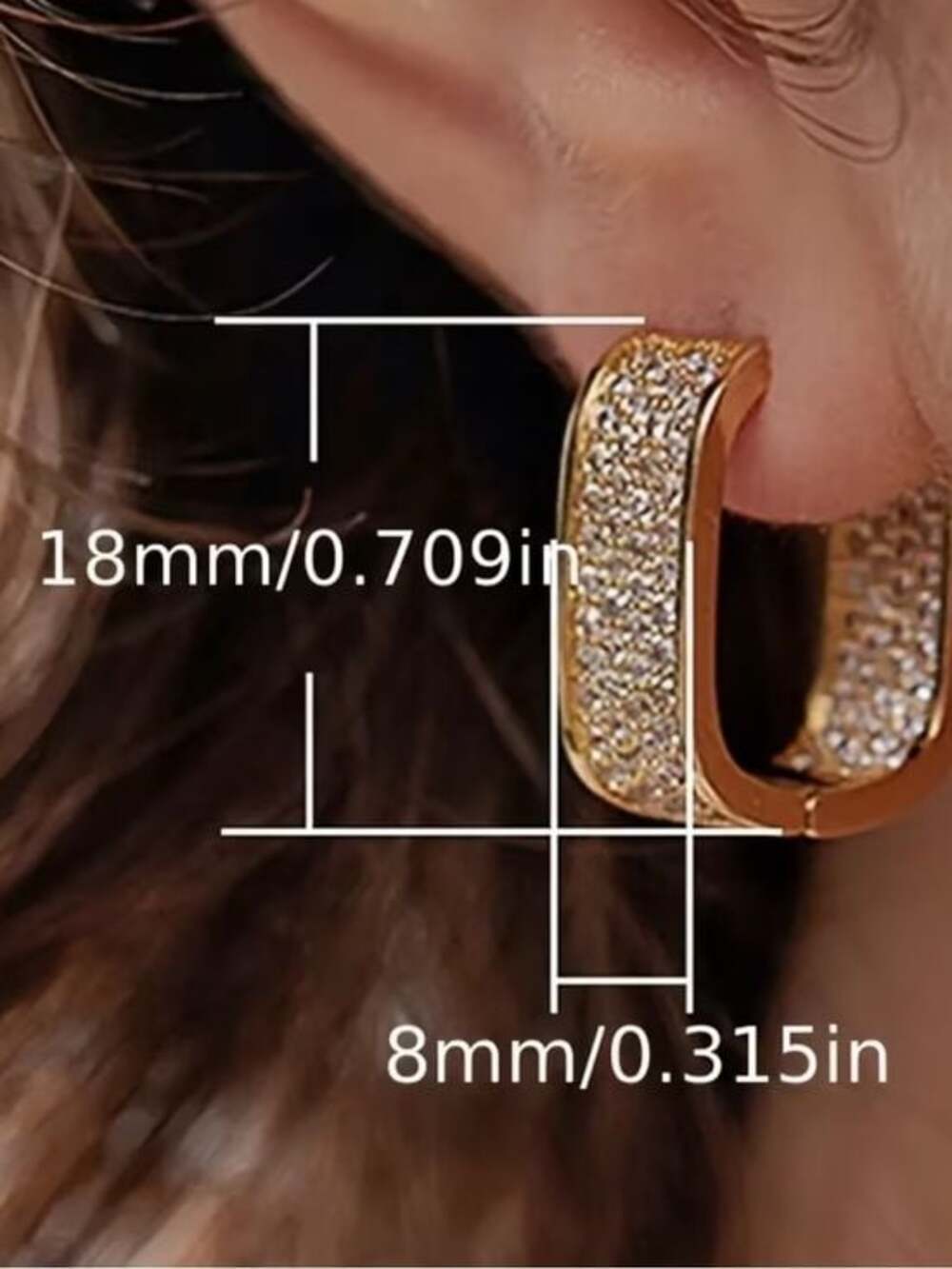Classic Gold Pave Crystal Huggie Earrings - Picture 3 of 3